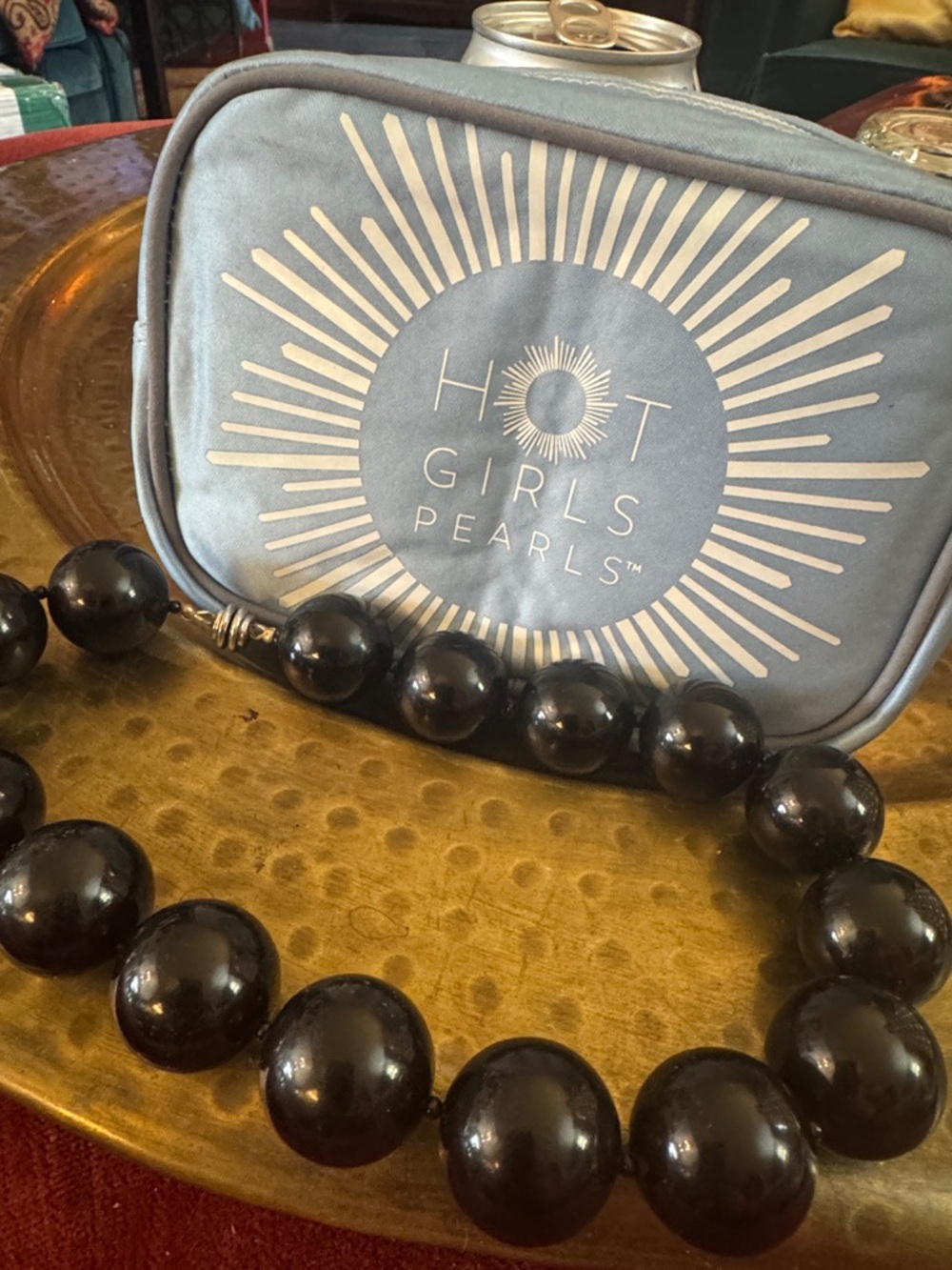 Black Pearl Necklace - Bold Glossy Bead Statement